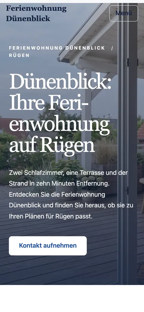 “Ferienwohnung Dünenblick” on the phone, captured at 390 px.