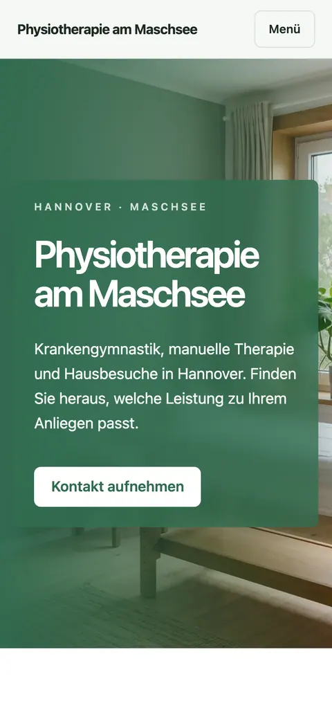 “Physiotherapie am Maschsee” on the phone, captured at 390 px.