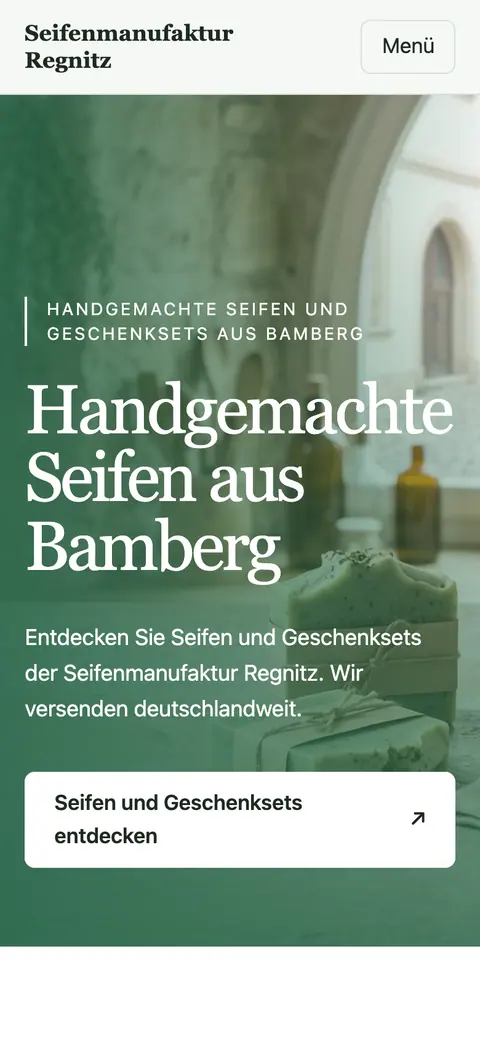 “Seifenmanufaktur Regnitz” on the phone, captured at 390 px.